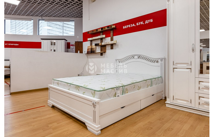 Кровать Оливия (белая эмаль с серебряной патиной)